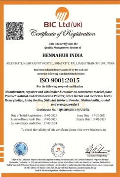 Hennahub ISO 9001 Certificate