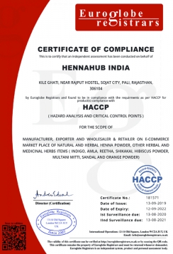 Hennahub Organic Certificate